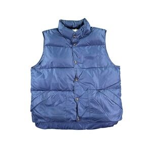 Vintage L.L. Bean Quilted Down Puffer Vest Mens XL Blue Outdoor Snap Utility 90s